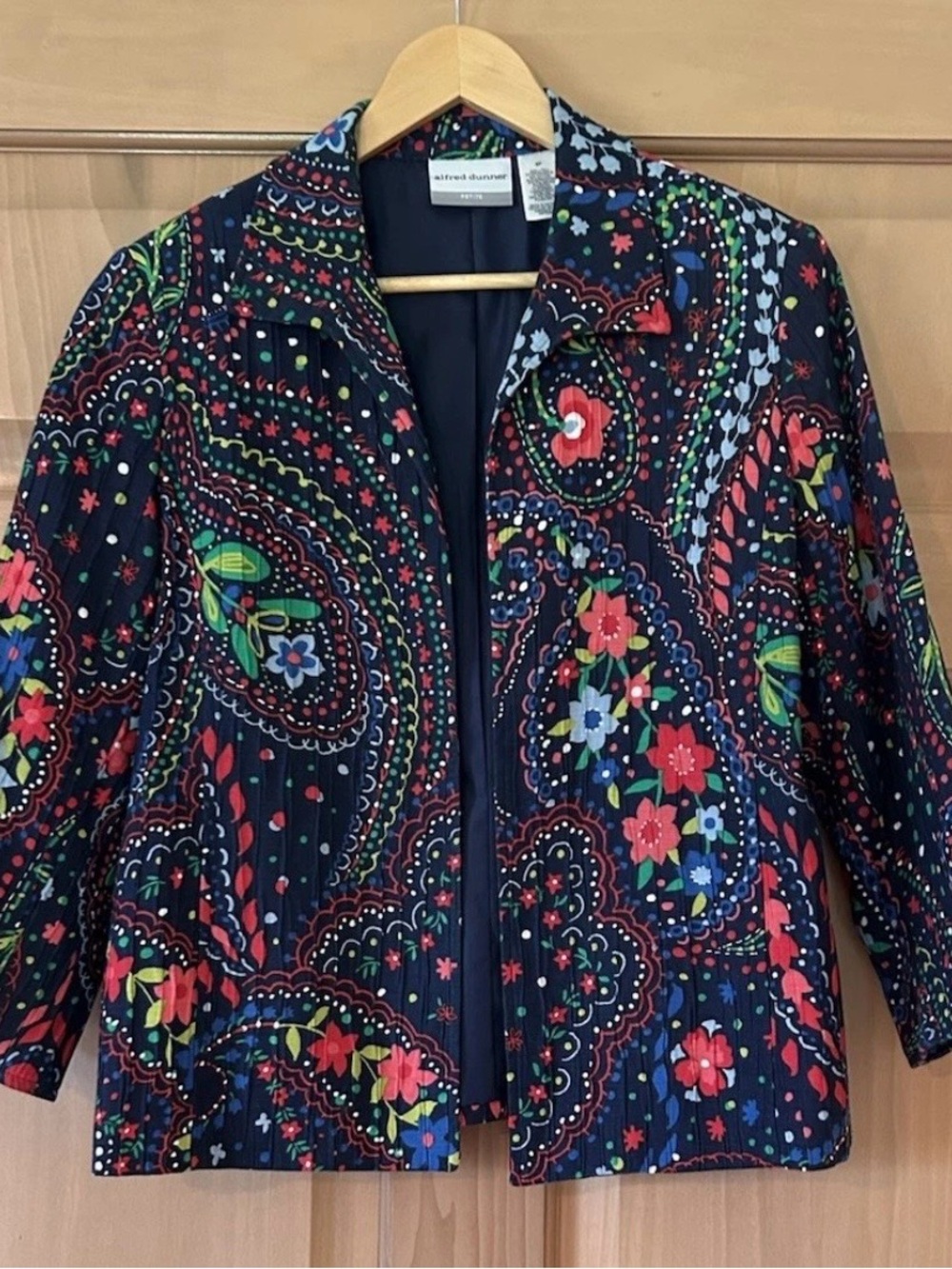 Alfred Dunner Women’s Blazer Jacket 8P Multicolor Floral Paisley Artsy Boho